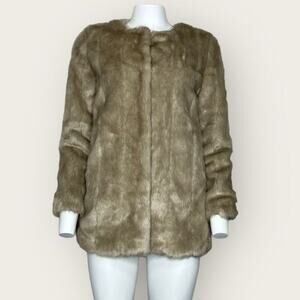 NWOT | Molliolli | Faux Fur 100% Leather Coat | Beige | Size Small